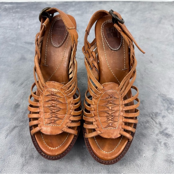 Frye Joy Huarache Sling Back Platform Heels Size 8 - Picture 3 of 13